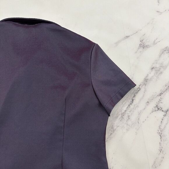 Cindy Womens Vintage Y2k Iridescent Button Up Top Size L Purple Blue Shimmer - Picture 9 of 11